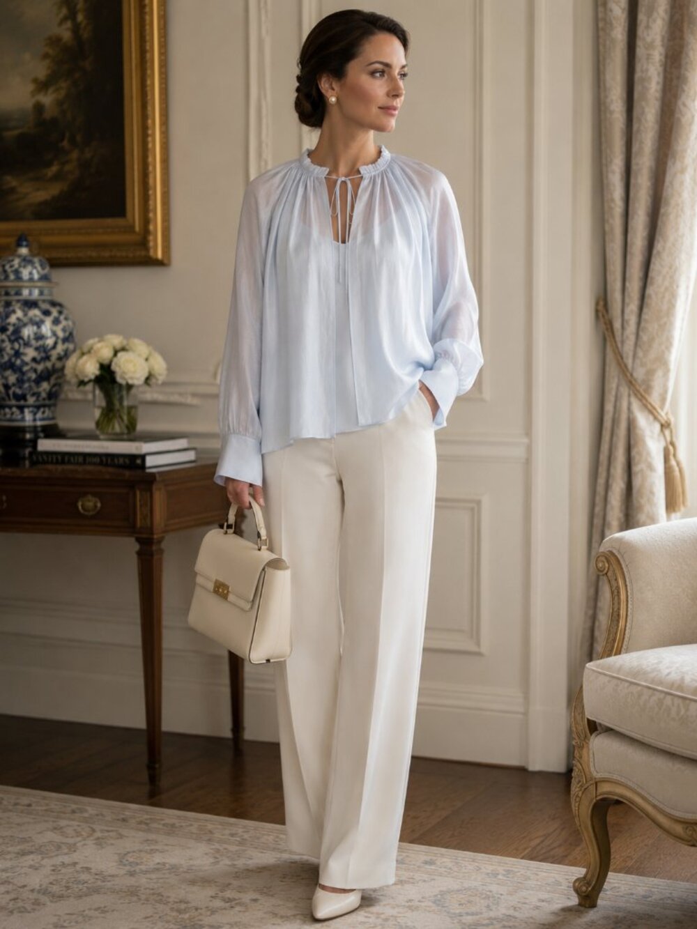 Antonio Melani 2 Pc Set NWT Lyocell Tie Neck Top Cami Old Money Quiet Luxury